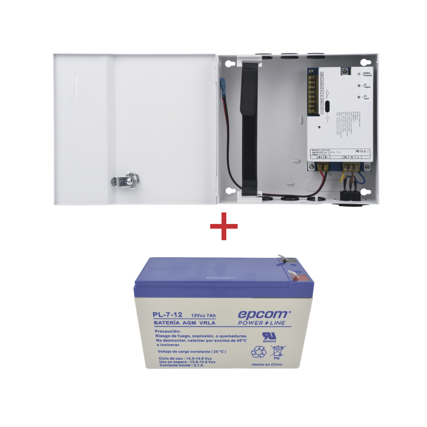 Kit / Fuente PL12DC3ABK + Batería incluída PL712