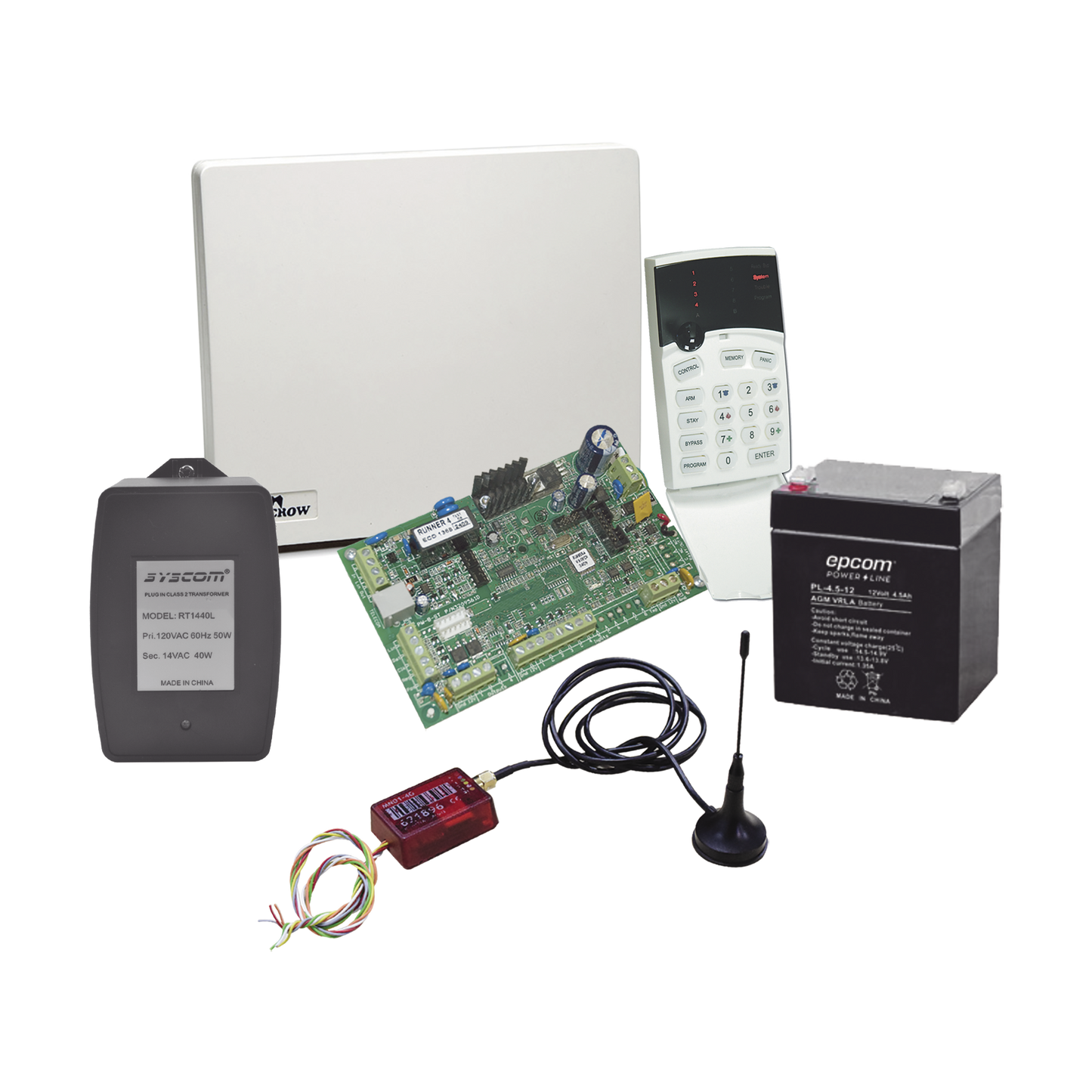 Kit de Alarma RUNNER8/16 con Comunicador MN02LTEMV3, Gabinete, Batería y Trasmformador