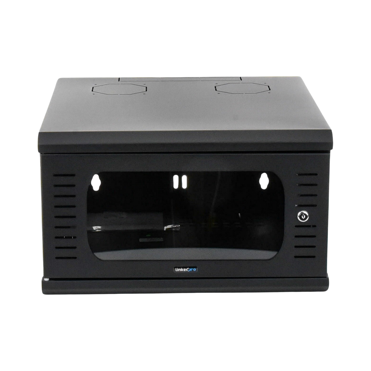 Gabinete para Montaje en Pared Fijo, con 4 Unidades de Rack, de 19in, Puerta de Cristal Templado, Fabricado en Acero