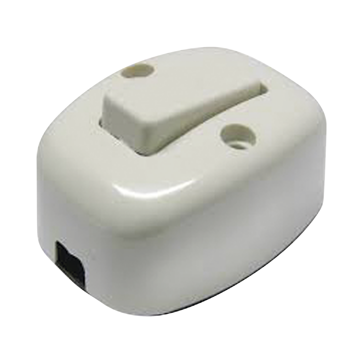 Apagador sencillo visible de baquelita oval 6 Amp incluye tornillos y bases de instalación.