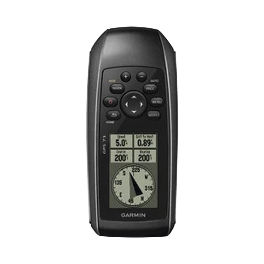 GPSMAP 73 Portátil / Pantalla LCD 4 Niveles de Gris / Resolución 128 x 160 Píxeles / Autonomía +18 Horas / Resistencia al Agua IPX7 / Receptor de Alta Sensibilidad / 1000 Waypoints / 100 Tracks / Flotante / Calendario de Caza y