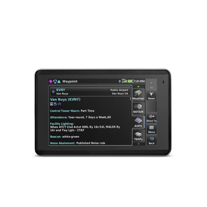 Navegador portátil aera 660, muestra información de trafico aéreo y una excelente visualización por medio de su  pantalla con visión 3D  touch screen.