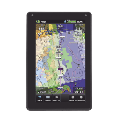 Navegador portátil aera 760, muestra información de trafico aéreo y una excelente visualización por medio de su  pantalla con visión 3D  touch screen.