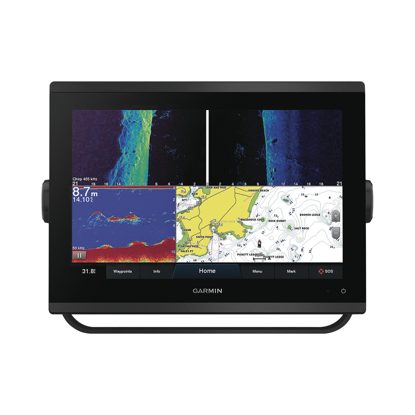 GPSMAP 1223xsv / Pantalla Táctil WXGA 12.1" / Resolución 1280x800 / GPS-GLONASS-Galileo / Compatible con NMEA 2000 y 0183 / Sonda CHIRP Integrada / ClearVü y SideVü / IPX7 / Alimentación 10-32 Vdc