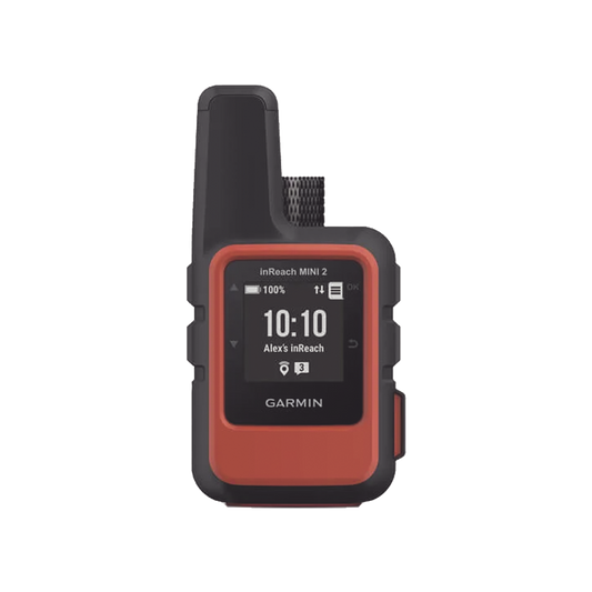 Navegador satelital InReach Mini 2 color naranja, con cobertura global mediante la red Iridium, cuenta con botón de emergencia, batería para hasta 50 horas, GPS y brujula.