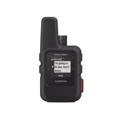 GPS portátil inReach® Mini 2 / Pantalla Monocroma Transflectiva 23 x 23 mm / Resolución 176 x 176 píxeles / Batería Recargable de Iones de Litio / Autonomía Hasta 14 Días / Resistencia al Agua IPX7 / Conectivi