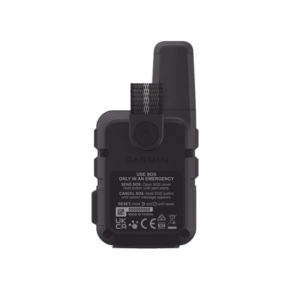 GPS portátil inReach® Mini 2 / Pantalla Monocroma Transflectiva 23 x 23 mm / Resolución 176 x 176 píxeles / Batería Recargable de Iones de Litio / Autonomía Hasta 14 Días / Resistencia al Agua IPX7 / Conectivi