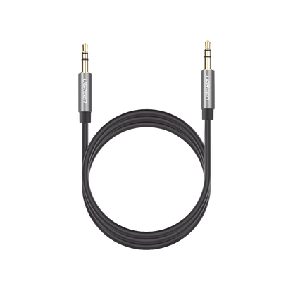 Cable Auxiliar 5 Metros / Conector 3.5mm a 3.5mm / Macho a Macho / Cubierta de TPE / Carcasa de Aluminio / Color Negro