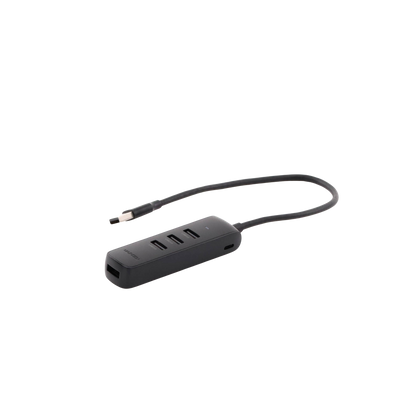 HUB USB-A 3.0 4 en 1 | 4 Puertos USB-A 3.0 (5Gbps) | Cable de 25 cm | Indicador Led | Ideal para Transferencia de Datos | Entrada USB-C para alimentar equipos de mayor consumo como discos duros | Color Negro.