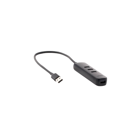 HUB USB-A 3.0 4 en 1 | 4 Puertos USB-A 3.0 (5Gbps) | Cable de 25 cm | Indicador Led | Ideal para Transferencia de Datos | Entrada USB-C para alimentar equipos de mayor consumo como discos duros | Color Negro.