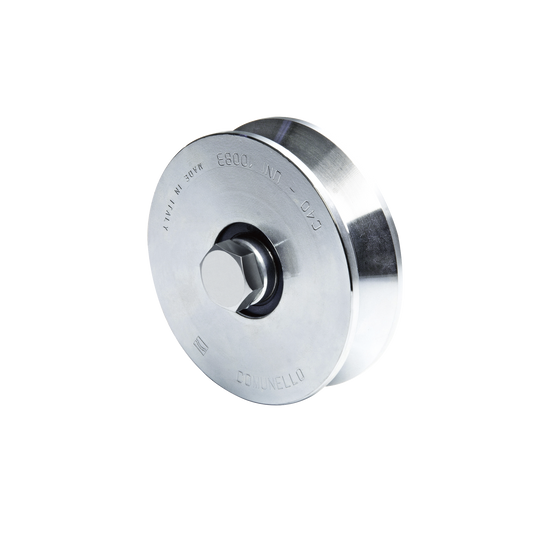 Rueda de 10 cm SIN Soporte Para Puertas Corredizas de Hasta 425 Kg / Canal Tipo "V"
