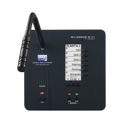 CONSOLA DE AVISOS MULTIZONA IP CON DISPLAY, MICRÓFONO Y GRABADOR DE MENSAJES
