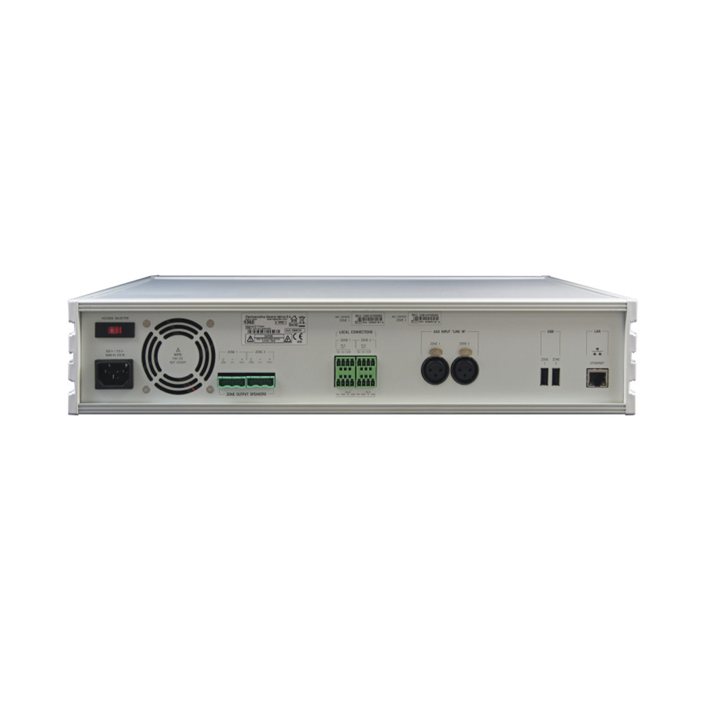 ETAPA DE POTENCIA DIGITAL 2x120W 100V  MILLENNIUM IP CON CONECTIVIDAD IP LAN, SUPERVISON, CALIDAD DE SONIDO HQ PARA 2 ZONAS, EN FORMATO RACK 2U