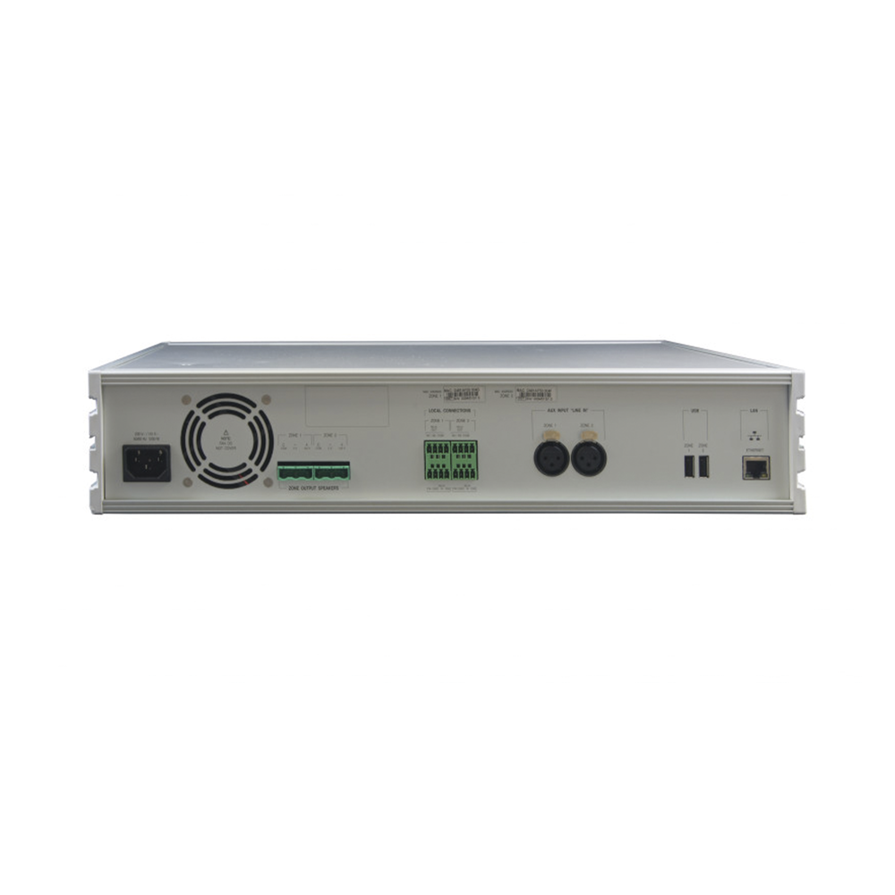 ETAPA DE POTENCIA DIGITAL 4x120W 100V  MILLENNIUM IP CON CONECTIVIDAD IP LAN, SUPERVISON, CALIDAD DE SONIDO HQ PARA 4 ZONAS, EN FORMATO RACK 2U