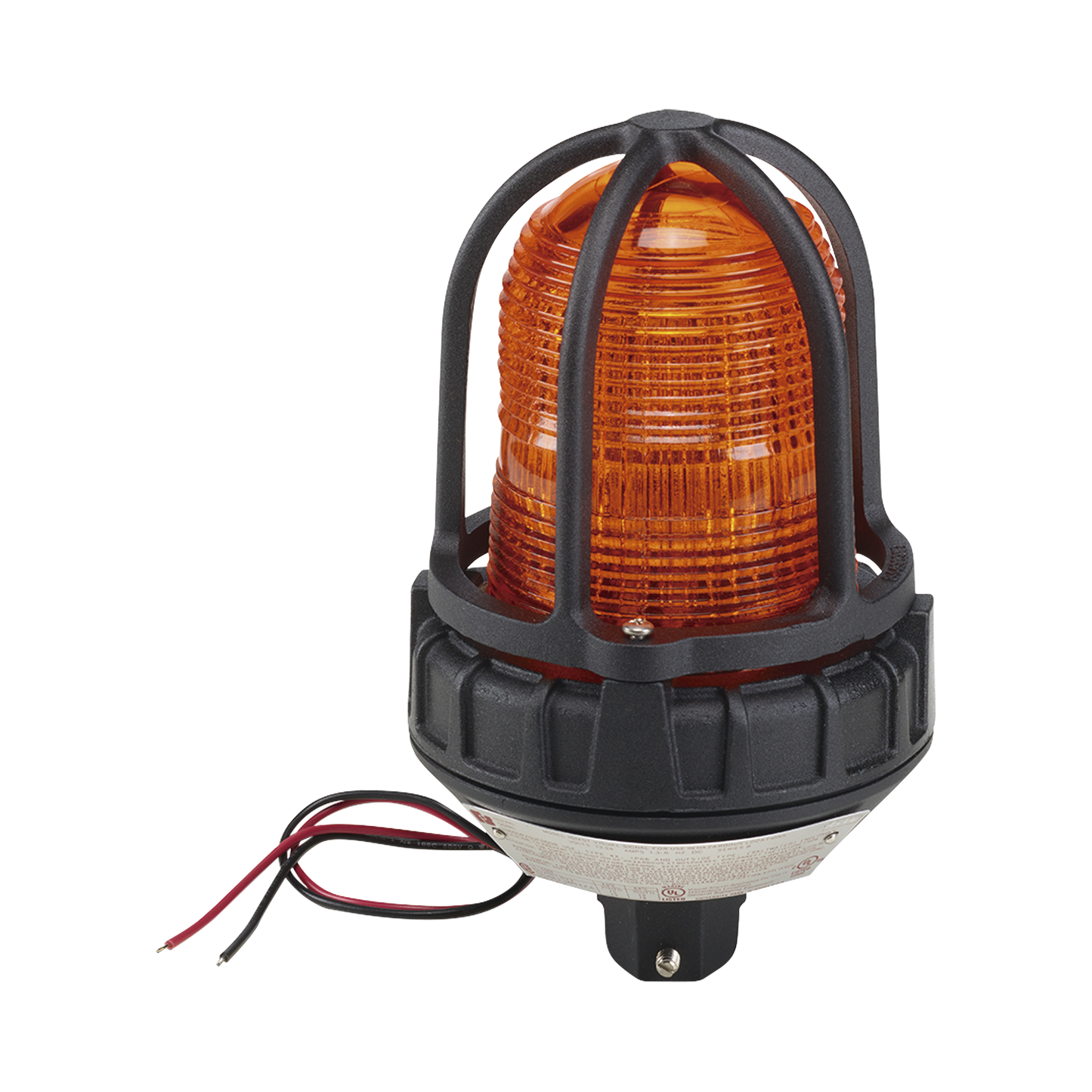 Luz estroboscópica para ubicaciónes peligrosas,  montaje tipo tubo, 12-24 VCD, color Ámbar