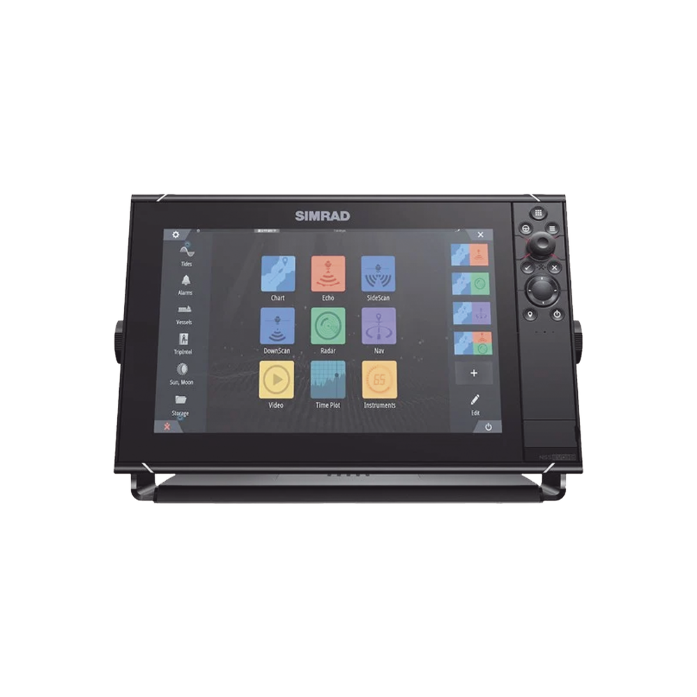 Pantalla Náutica NSS12 evo3S / Pantalla SolarMAX IPS 12 Pulgadas / Procesador iMX 8 / Ecosonda Integrada 1kW CHIRP / Conectividad Inalámbrica / Cartografía C-MAP® Preinstalada / Compatibilidad con Accesorios Simrad / Montaje Flush