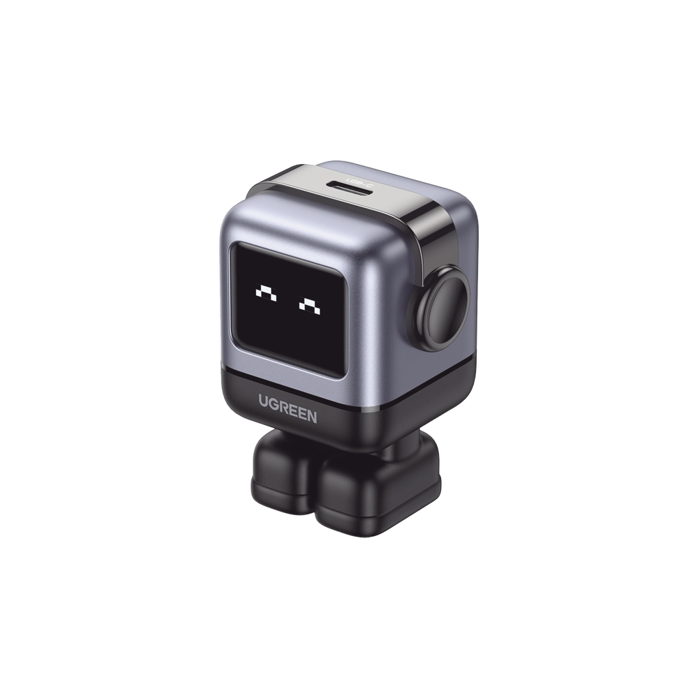 Cargador Mini GaNRobot 30W serie UNO | 1 USB-C de Carga Rápida | Tecnología GaN II | Multiprotocolo PD/QC/SCP/FCA | Carga Inteligente | Pantalla LED | Zapato Magnético Extraíble | Thermal Guard | Color Negro.