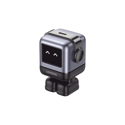 Cargador Mini GaNRobot 30W serie UNO | 1 USB-C de Carga Rápida | Tecnología GaN II | Multiprotocolo PD/QC/SCP/FCA | Carga Inteligente | Pantalla LED | Zapato Magnético Extraíble | Thermal Guard | Color Negro.