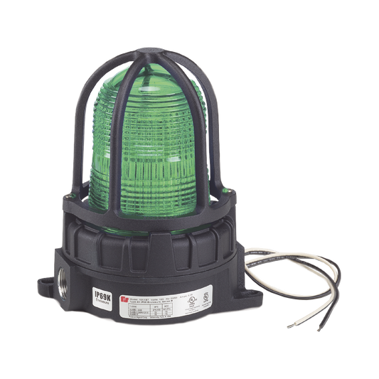 Luz de advertencia LED para ubicaciónes peligrosas, montaje para superficies, 24 VCD, color Verde