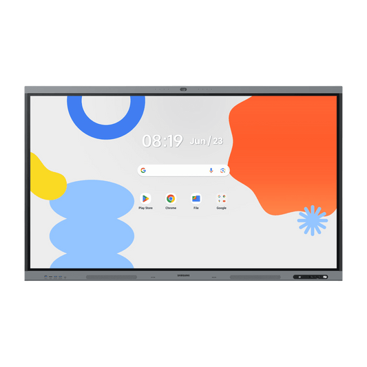 Pantalla Interactiva WAFX-P Series 75" 4K UHD 3840x2160 / Android 15 EDLA / Octa-core CPU / 48MP Cámara Integrada / 8 Micrófonos Far-Field / 50 Puntos Touch IR / WiFi 6 / 16GB RAM / 128GB Storage