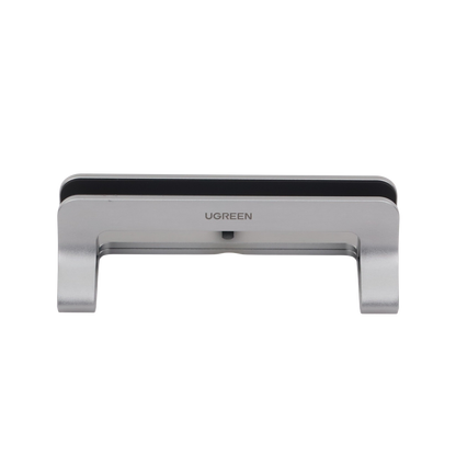 Soporte Vertical para Laptop / Adecuado para escritorio / Anchura Ajustable (12-26mm) / Amplia compatibilidad / Anti-Arañazos / Anti-Deslizante /Ajustable Mediante Tornillos / Color Plata / Aluminio + Silicona
