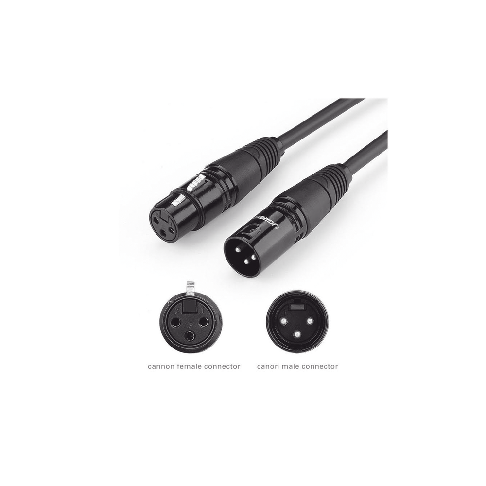 Cable para Micrófono XLR Tipo Canon Macho a Hembra / 10 Metros / Plug & Play / Antiinterferencias / Triple Blindaje / Alta Calidad / Color Negro