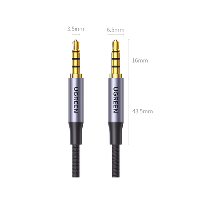 Cable Auxiliar de 3.5mm / Cable Audio Estéreo / Núcleo de Alambre de Cobre Esmaltado / Carcasa de Aluminio Azul + Nylon Trenzado /  Soporta Micrófono / 2 Metros