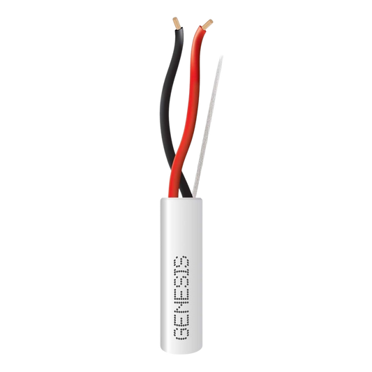 Bobina de 305 Metros de Cable 2x18 AWG / Uso INTERIOR / Riser / Blanco / Para aplicaciones en Alarmas de intrusión, Control de acceso, Interfonos, TV porteros, Automatizacion, Audio y Voceo.