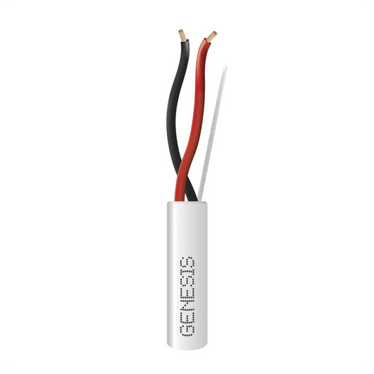 Bobina de 305 Metros (1000 Pies) de Cable / 2 x 16 AWG / Riser / Tipo CMR-CL3R / Color Blanco / Para Aplicaciones de Alarmas de Intrusión, Control de Acceso, Automatización, Interfonos y TV Porteros