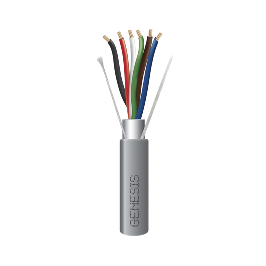 Bobina de 152 Metros (500 Pies) de Cable / 6 x 22 AWG BLINDADO / Riser / Color Gris / Para Aplicaciones de Audio, Seguridad y Control