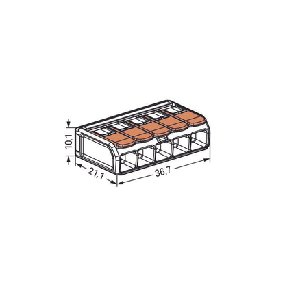 Conector Eléctrico / Borna de Conexión con Palancas / 5 Puntos / 6 mm² Máximo / 30A 450V / Transparente / CAGE CLAMP® / UL-ENEC-CB