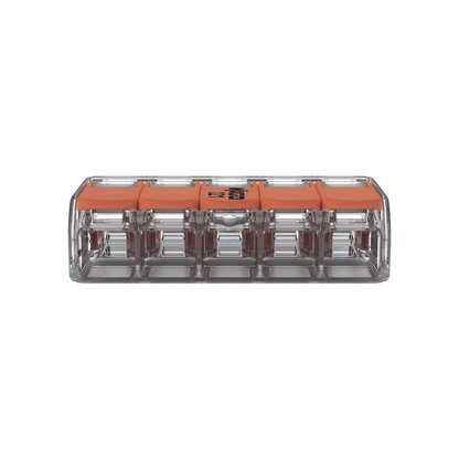 Conector Eléctrico / Borna de Conexión con Palancas / 5 Puntos / 6 mm² Máximo / 30A 450V / Transparente / CAGE CLAMP® / UL-ENEC-CB
