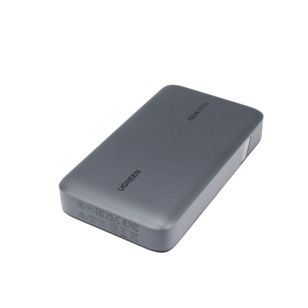 Power Bank de 20000mAh | 3 Salidas 100W Max. | USB-A + 2 USB-C | PD 3.0 | QC3.0 | FCP | SCP | Pantalla Inteligente | Carcasa Ignifuga | Color Gris | Incluye Cable USB de 50cm | Carga tu Laptop de Manera Segura.