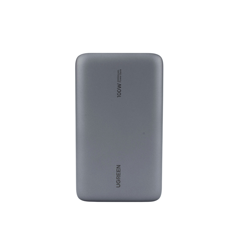 Power Bank de 20000mAh | 3 Salidas 100W Max. | USB-A + 2 USB-C | PD 3.0 | QC3.0 | FCP | SCP | Pantalla Inteligente | Carcasa Ignifuga | Color Gris | Incluye Cable USB de 50cm | Carga tu Laptop de Manera Segura.