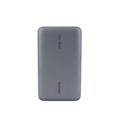 Power Bank de 20000mAh | 3 Salidas 100W Max. | USB-A + 2 USB-C | PD 3.0 | QC3.0 | FCP | SCP | Pantalla Inteligente | Carcasa Ignifuga | Color Gris | Incluye Cable USB de 50cm | Carga tu Laptop de Manera Segura.