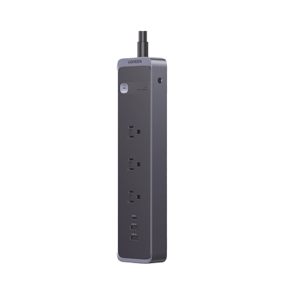 Regleta con Protector Contra Sobretensiones | 3 Salidas de CA NEMA 5-15R | 1 Salida USB-C PD de 30 W | 2 Puertos USB-A | Protección Contra Sobretensiones de 1600 julios | Cable 1.8m | Color Negro.