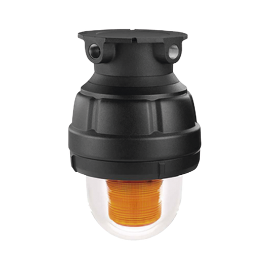 Luz estroboscópica a prueba de explosiones ideal para ambientes peligrosos, 120Vca, ámbar, montaje no incluido