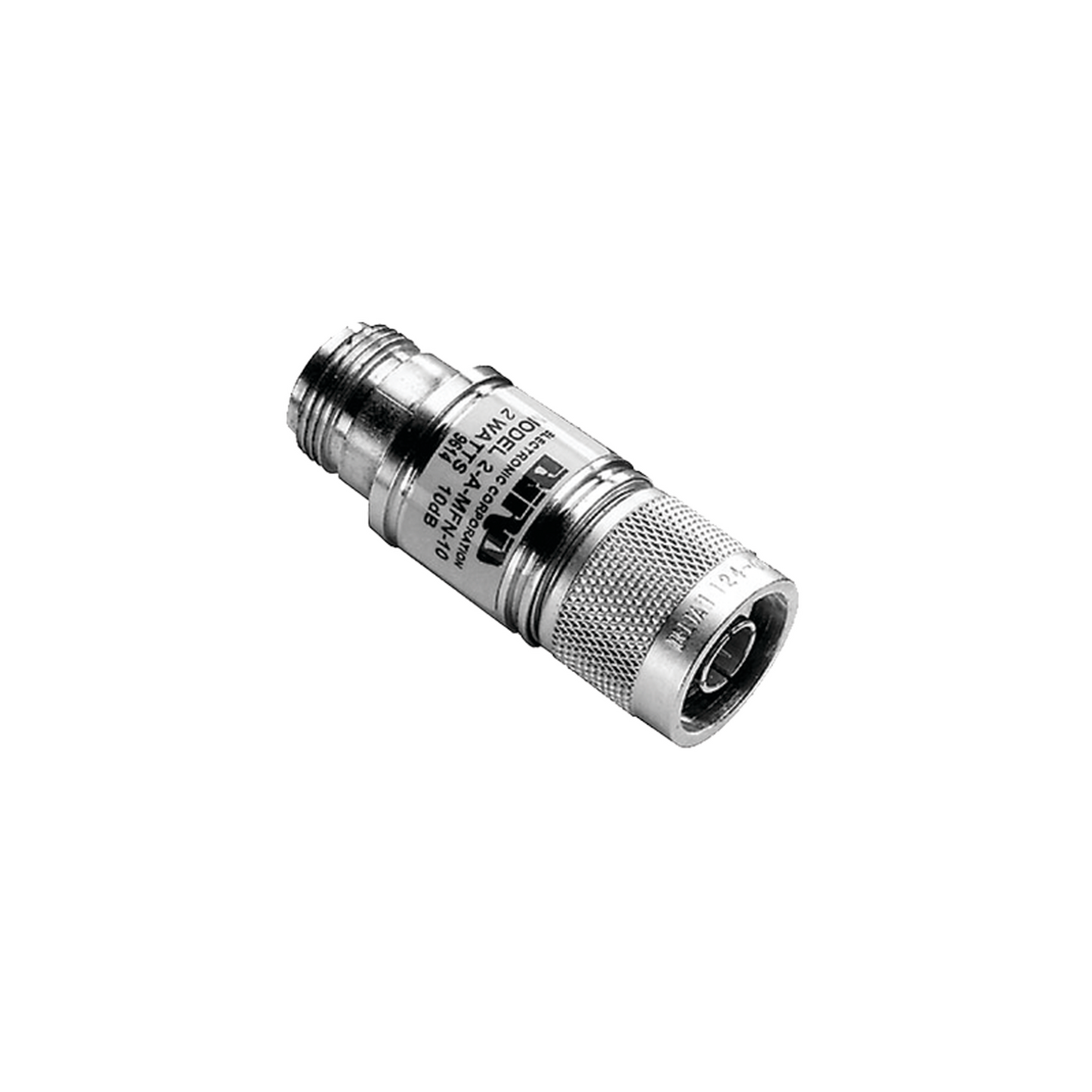 Atenuador en Línea de 10 dB, 2 W. Máximo,  CD-4 GHz, Conectores N Macho-Hembra.
