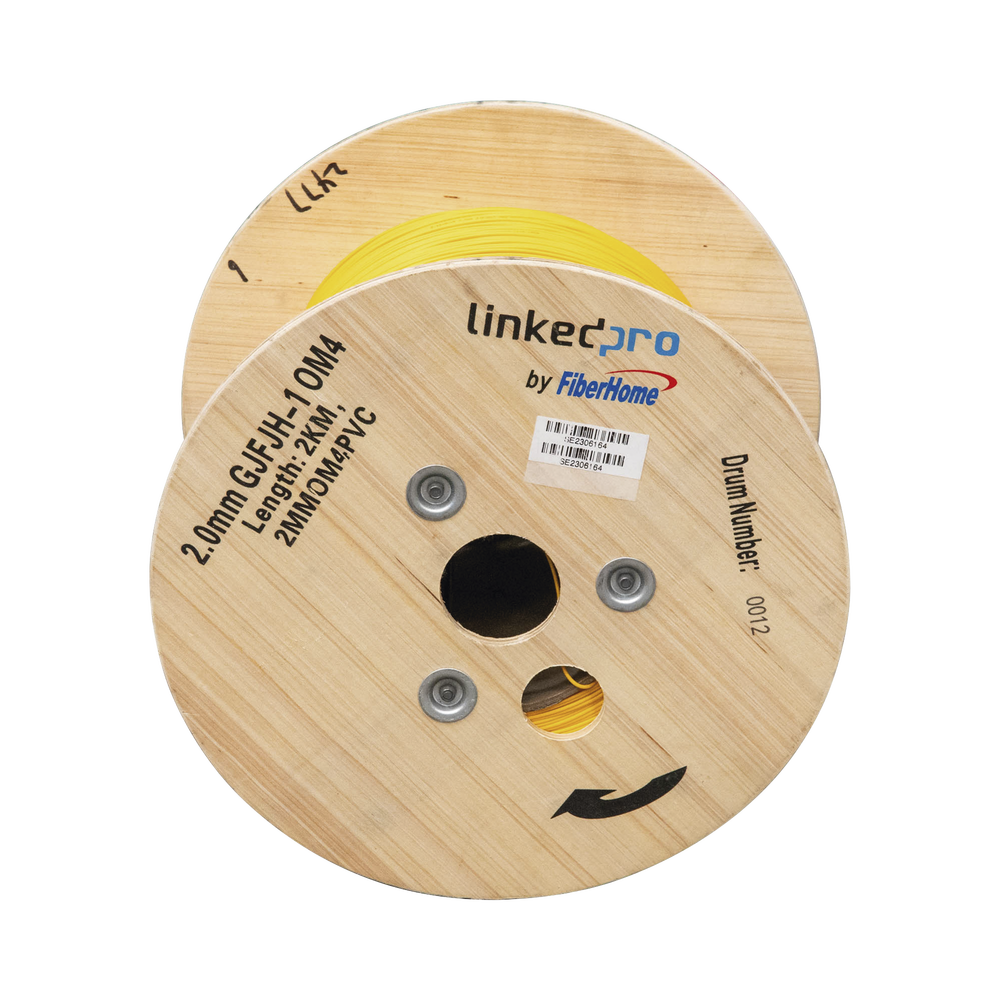 Fibra Óptica Multimodo OM4, 2 mm, Simplex, Tight Buffer, 900 micras, Color Amarillo, Precio Por Metro, (Hasta 2000 Metros en un Solo Tramo de Cable)