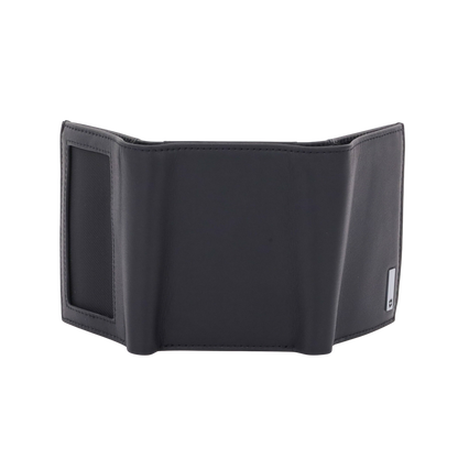 Cartera Athens Negra de Piel con Compartimento de Micromalla para ID. Doblable en 3 Partes con Divisor de Billetes. Pocket Wallet