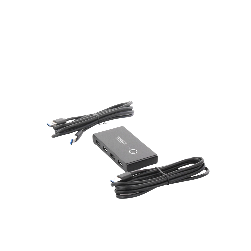 Conmutador USB para Compartir 4 Puertos USB 3.0 a 2 PC Ìs | Cambio Mediante Botón | Incluye Dos Cables USB de 1.5 m | ABS | Permite que 2 Usuarios Compartan 4 Dispositivos Periféricos USB3.0, como una impresora, un escáner, etc.