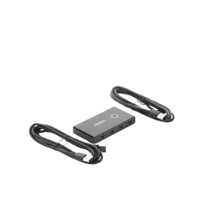 Conmutador USB para Compartir 4 Puertos USB 3.0 a 2 PC Ìs | Cambio Mediante Botón | Incluye Dos Cables USB de 1.5 m | ABS | Permite que 2 Usuarios Compartan 4 Dispositivos Periféricos USB3.0, como una impresora, un escáner, etc.