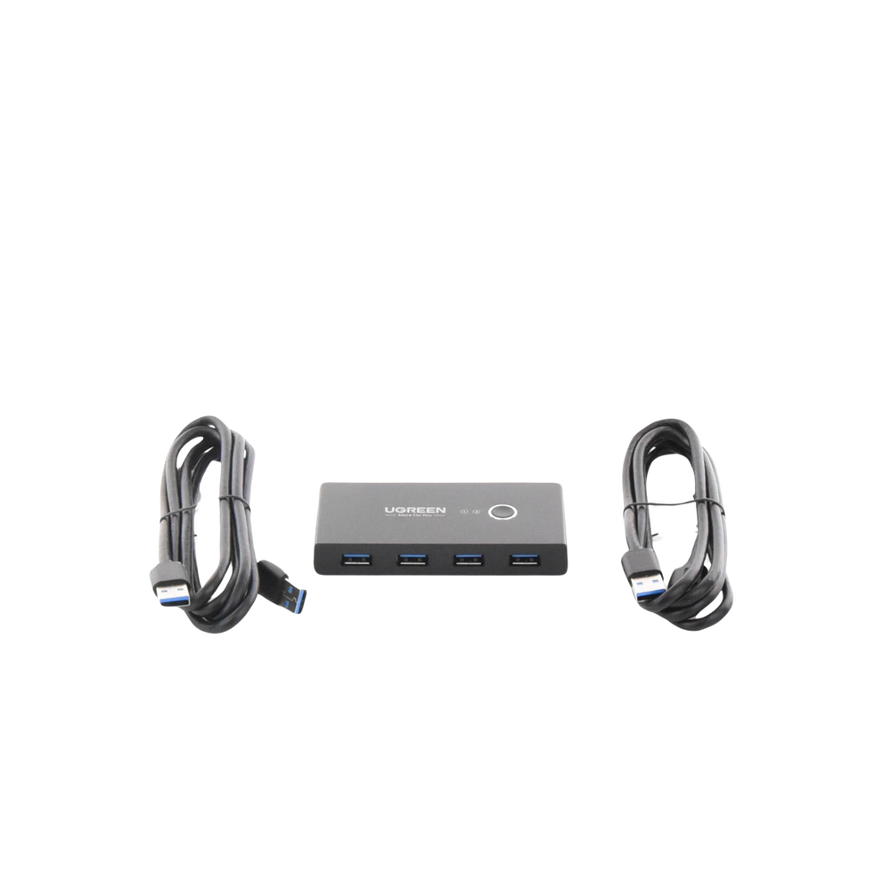 Conmutador USB para Compartir 4 Puertos USB 3.0 a 2 PC Ìs | Cambio Mediante Botón | Incluye Dos Cables USB de 1.5 m | ABS | Permite que 2 Usuarios Compartan 4 Dispositivos Periféricos USB3.0, como una impresora, un escáner, etc.