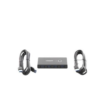 Conmutador USB para Compartir 4 Puertos USB 3.0 a 2 PC Ìs | Cambio Mediante Botón | Incluye Dos Cables USB de 1.5 m | ABS | Permite que 2 Usuarios Compartan 4 Dispositivos Periféricos USB3.0, como una impresora, un escáner, etc.