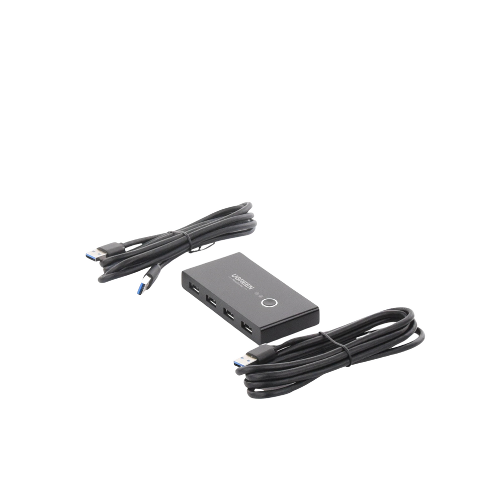 Conmutador USB para Compartir 4 Puertos USB 3.0 a 2 PC Ìs | Cambio Mediante Botón | Incluye Dos Cables USB de 1.5 m | ABS | Permite que 2 Usuarios Compartan 4 Dispositivos Periféricos USB3.0, como una impresora, un escáner, etc.