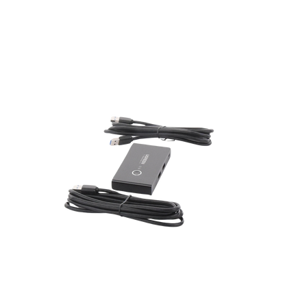 Conmutador USB para Compartir 4 Puertos USB 3.0 a 2 PC Ìs | Cambio Mediante Botón | Incluye Dos Cables USB de 1.5 m | ABS | Permite que 2 Usuarios Compartan 4 Dispositivos Periféricos USB3.0, como una impresora, un escáner, etc.