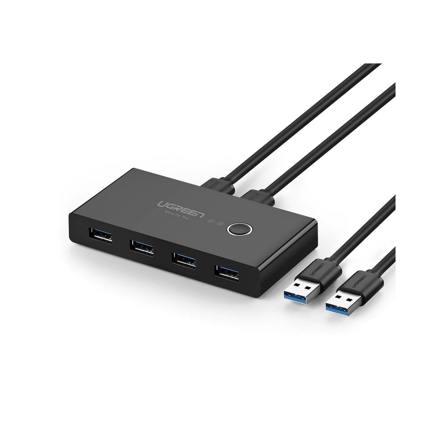 Conmutador USB para Compartir 4 Puertos USB 3.0 a 2 PC Ìs | Cambio Mediante Botón | Incluye Dos Cables USB de 1.5 m | ABS | Permite que 2 Usuarios Compartan 4 Dispositivos Periféricos USB3.0, como una impresora, un escáner, etc.