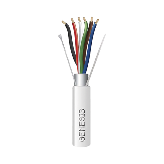 Bobina de 305 Metros / Cable de Cobre / 6 x 18 AWG  / Para Interior / Color Blanco / Blindado / Para Aplicaciones de Alarmas de Intrusión/Control de Acceso/ Automatización / Interfonos y Tv Porteros