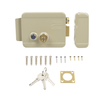 Cerradura Eléctrica / Incluye Llave / Derecha/ Con Botón integrado /Exterior