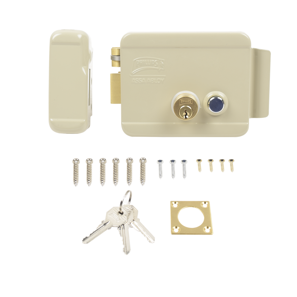 Cerradura Eléctrica / Incluye Llave /Con Botón integrado / Izquierda / Exterior